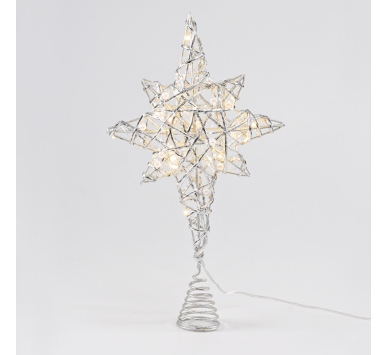  "SILVER & WHITE BEAD STAR " 20 MINI WW LED ΛΑΜΠ. ΜΠΑΤ. 3ΧΑΑ,IP20 37x5x20cm
