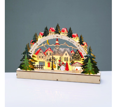 WOODEN XMAS VILLAGE 12 LED ΘΕΡΜΑ ΣΤΑΘΕΡΑ IP20 ΔΙΑΚΟΣΜΗΤΙΚΟ ΜΠΑΤ 2ΧΑΑΑ 38x5x21.5cm