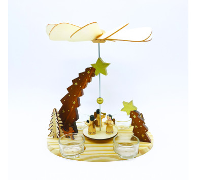 WOODEN TEA LIGHT PYRAMID ANGELS ΔΙΑΚΟΣΜΗΤΙΚΟ (ΧΩΡΙΣ ΚΕΡΑΚΙΑ) 21x13.5x22cm