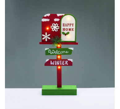 WOODEN XMAS SIGN WELCOME WINTER 6 LED IP20 ΘΕΡΜΑ ΜΠΑΤ 2ΧΑΑΑ ΔΙΑΚΟΣΜΗΤΙΚΟ 18x6x39.5cm