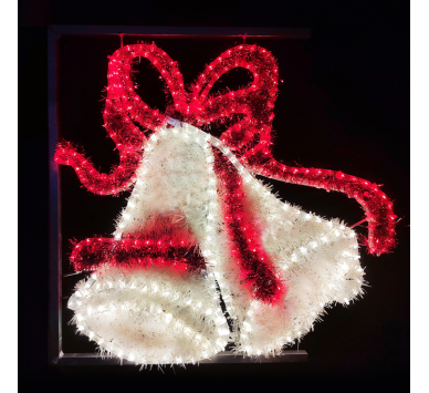 DOUBLE BELLS WITH BOW 468LED ΕΠΙΣΤΗΛ ΣΧΕΔ 13m ΜΟΝΟΚ ΦΩΤΟΣ ΚΟΚΚΙΝ & ΛΕΥΚ ΣΤΑΘ IP65 80x80 cm 1,5m ΚΑΛ