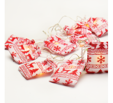“WOVEN BAG STRING LIGHT” ΑΣΠΡΟ & ΚΟΚΚΙΝΟ ΤΣΟΥΒΑΛΑΚΙ 10 LED ΛΑΜΠΑΚ ΜΠΑΤΑΡ(2xΑΑ) ΘΕΡΜΟ ΛΕΥΚ IP20