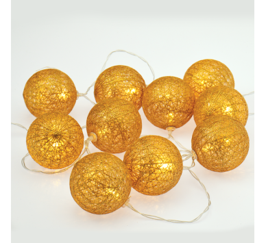“WOVEN BALL DECORATIVE STRING LIGHTS” ΧΡΥΣΗ ΜΠΑΛΑ 10 LED ΛΑΜΠΑΚ ΣΕΙΡΑ ΜΠΑΤΑΡ(2xΑΑ) ΘΕΡΜΟ ΛΕΥΚΟ IP20