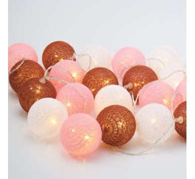 “WOVEN BALL FAIRY LIGHTS” POZ & ΑΣΠΡΗ ΜΠΑΛΑ 20 LED ΛΑΜΠΑΚ ΣΕΙΡΑ ΜΠΑΤΑΡ(2xΑΑ) ΘΕΡΜΟ ΛΕΥΚΟ IP20