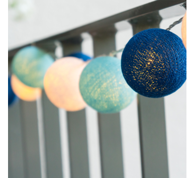  “WOVEN BALL FAIRY LIGHTS” ΜΠΛΕ & ΑΣΠΡΗ ΜΠΑΛΑ 20 LED ΛΑΜΠΑΚ ΣΕΙΡΑ ΜΠΑΤΑΡ(2xΑΑ) ΘΕΡΜΟ ΛΕΥΚΟ IP20