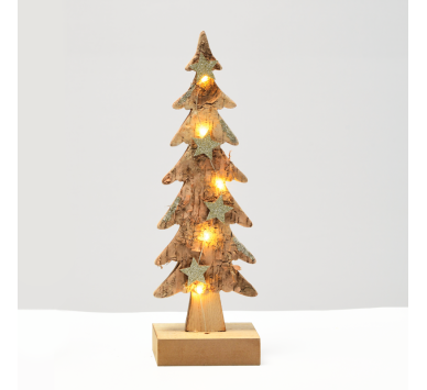 “WOODEN XMAS TREE LIGHT” KΑΦΕ ΔΕΝΤΡΟ-ΜΙΚΡΟ 5 LED ΛΑΜΠΑΚ ΜΠΑΤΑΡ(2xAAA) ΘΕΡΜΟ ΛΕΥΚΟ IP20 9.5x6x31cm
