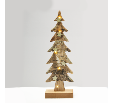 “WOODEN XMAS TREE LIGHT” KΑΦΕ ΔΕΝΤΡΟ-ΜΕΓΑΛΟ 5 LED ΛΑΜΠΑΚ ΜΠΑΤΑΡ(2xAAA) ΘΕΡΜΟ ΛΕΥΚΟ IP20 13x7x40cm