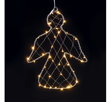 "1D Copper Wire Metal Motifs" ΑΓΓΕΛΟΣ 40 ΜINI LED ΛΑΜΠΑΚ ΜΕ ΚΑΛΩΔΧΑΛΚΟΥ &ΑΝΤΑΠΤΡΟΡΑ(3V DC)ΘΕΡΜΟ 