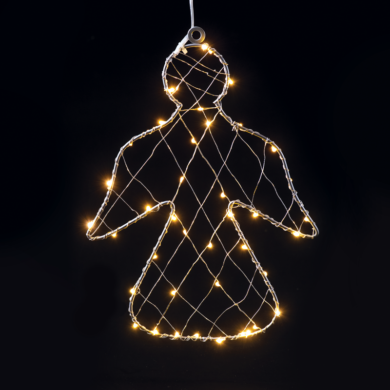 "1D Copper Wire Metal Motifs" ΑΓΓΕΛΟΣ 40 ΜINI LED ΛΑΜΠΑΚ ΜΕ ΚΑΛΩΔΧΑΛΚΟΥ &ΑΝΤΑΠΤΡΟΡΑ(3V DC)ΘΕΡΜΟ 