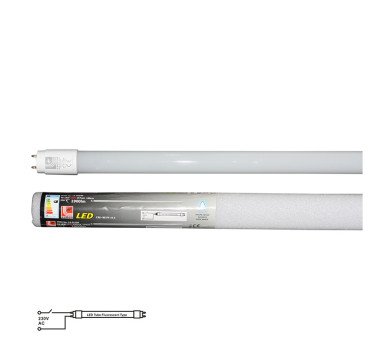 LED ΛΑΜΠΑ ΓΥΑΛΙΝΗ T8 120cm 18W 230V ΜΟΝΗΣ ΤΡΟΦΟΔΟΣΙΑΣ ΨΥΧΡΟ