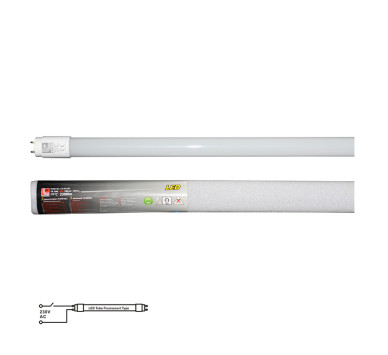 LED ΛΑΜΠΑ ΓΥΑΛΙΝΗ T8 150cm 24W 230V ΜΟΝΗΣ ΤΡΟΦΟΔΟΣΙΑΣ ΨΥΧΡΟ