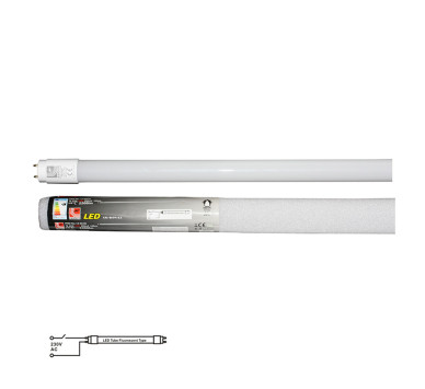LED ΛΑΜΠΑ ΓΥΑΛΙΝΗ T8 150cm 24W 230V ΜΟΝΗΣ ΤΡΟΦΟΔΟΣΙΑΣ ΛΕΥΚΟ