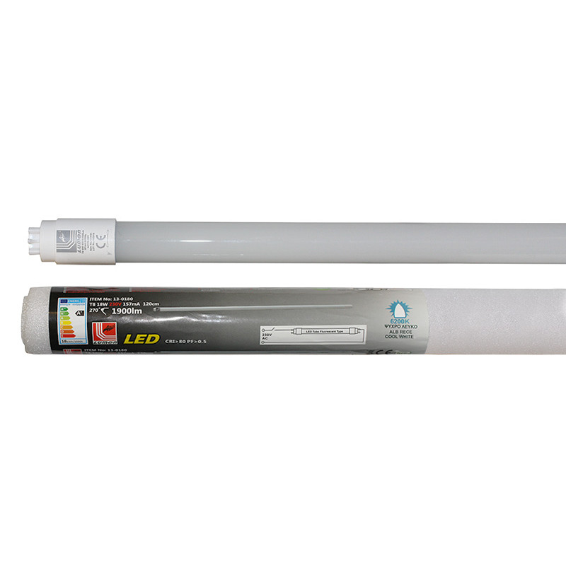 LED ΛΑΜΠΑ ΓΥΑΛΙΝΗ T8 120cm 18W 230V ΔΙΠΛΗΣ ΤΡΟΦΟΔΟΣ.ΨΥΧΡΟ