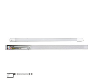 LED ΛΑΜΠΑ ΓΥΑΛΙΝΗ T8 60cm 9W 230V ΜΟΝΗΣ ΤΡΟΦΟΔΟΣΙΑΣ ΛΕΥΚΟ