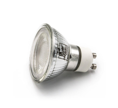 LED ΛΑΜΠΑ COB GU10 ΓΥΑΛΙΝΟ 6W 230V 38° ΨΥΧΡΟ 6200Κ