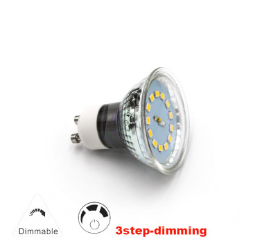 LED ΛΑΜΠΑ GU10 ΓΥΑΛΙΝΟ 5W 230V 105° ΝΤΙΜΑΡΙΖ.3ΕΠΙΠΕΔΩΝ ΨΥΧΡΟ