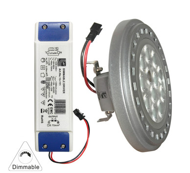 LED ΛΑΜΠΑ ΑΛΟΥΜΙΝΙΟΥ AR111 13W 12VAC/DC ΝΤΙΜΑΡΙΖ. 30°(ΜΕ ΤΡΟΦ.230V)