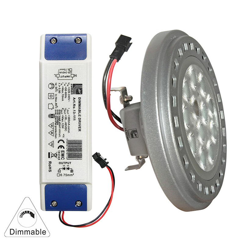 LED ΛΑΜΠΑ ΑΛΟΥΜΙΝΙΟΥ AR111 13W 12VAC/DC ΝΤΙΜΑΡΙΖ. 30°(ΜΕ ΤΡΟΦ.230V)