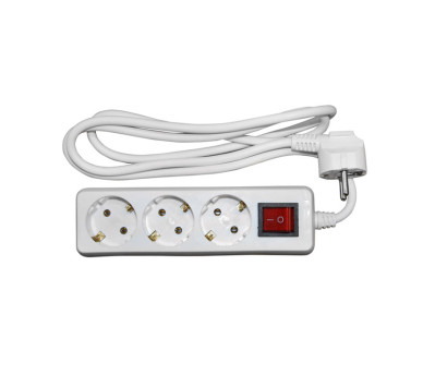 ΠΟΛΥΠΡΙΖΟ ΜΕ ΔΙΑΚΟΠΤΗ+ΚΑΛΩΔΙΟ 3x1mm² 1.5μ 3 ΣΟΥΚΟ ΛΕΥΚΟ