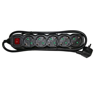 ΠΟΛΥΠΡΙΖΟ ΜΕ ΔΙΑΚΟΠΤΗ+ΚΑΛΩΔΙΟ 3x1.5mm² 1.5μ 5 ΣΟΥΚΟ ΜΑΥΡΟ