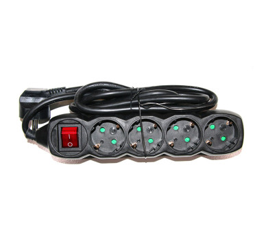 ΠΟΛΥΠΡΙΖΟ ΜΕ ΔΙΑΚΟΠΤΗ+ΚΑΛΩΔΙΟ 3x1.5mm² 3μ 4 ΣΟΥΚΟ ΜΑΥΡΟ