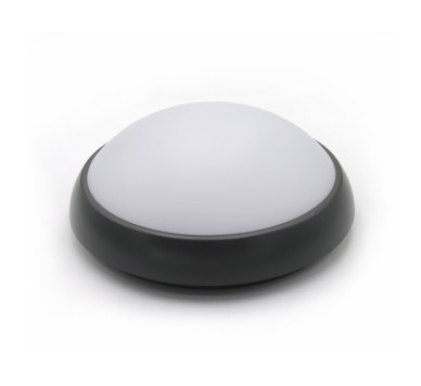 LED ΠΛΑΦΟΝΙΕΡΑ PC ΣΤΡΟΓΓΥΛΗ Φ213mm 9W 4000K IP65 ΓΡΑΦΙΤΗΣ
