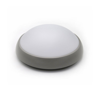 LED ΠΛΑΦΟΝΙΕΡΑ PC ΣΤΡΟΓΓΥΛΗ Φ213mm 9W 4000K IP65 ΓΚΡΙ