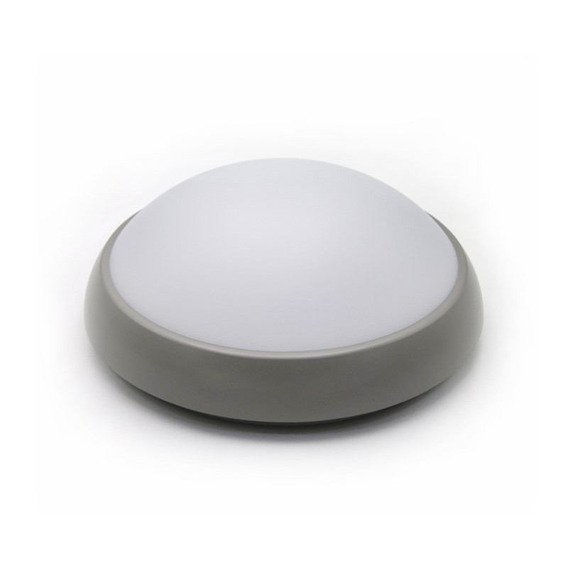 LED ΠΛΑΦΟΝΙΕΡΑ PC ΣΤΡΟΓΓΥΛΗ Φ213mm 9W 4000K IP65 ΓΚΡΙ