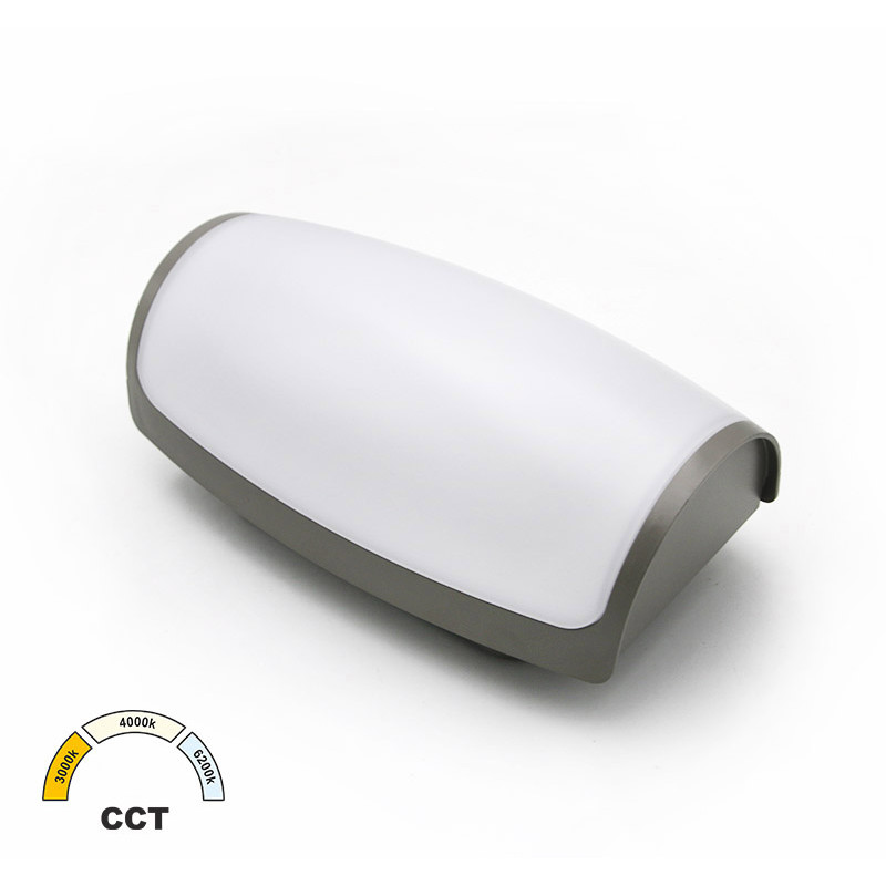 LED ΑΠΛΙΚΑ PC ΟΡΘΟΓΩΝΙΑ ΟΒΑΛ 12W CCT IP65 ΓΚΡΙ