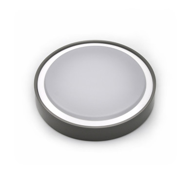 LED ΠΛΑΦΟΝΙΕΡΑ PC ΣΤΡΟΓΓΥΛΗ Φ260mm 15W 4000K IP65 ΓΚΡΙ