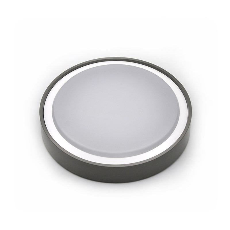 LED ΠΛΑΦΟΝΙΕΡΑ PC ΣΤΡΟΓΓΥΛΗ Φ260mm 15W 4000K IP65 ΓΚΡΙ