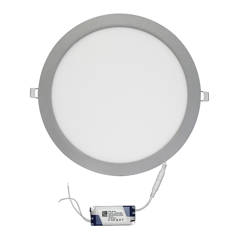 LED ΦΩΤΙΣΤΙΚΟ ΨΕΥΔΟΡΟΦΗΣ ΑΛΟΥΜΙΝΙΟΥ ΣΤΡΟΓΓΥΛΟ 24W 6300K 120°ΑΣΗΜΙ