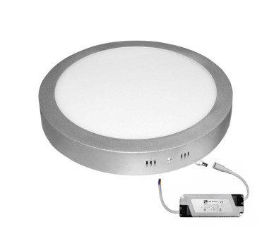 LED ΦΩΤΙΣΤΙΚΟ ΟΡΟΦΗΣ ΑΛΟΥΜΙΝΙΟΥ ΣΤΡΟΓΓΥΛΟ 24W 3000K ΑΣΗΜΙ