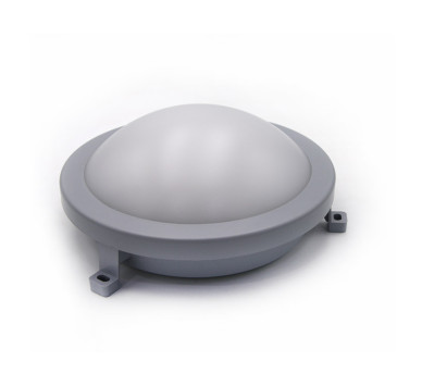 LED ΧΕΛΩΝΑ PC ΣΤΡΟΓΓΥΛΗ Φ210mm 12W 4000K IP54 ΓΚΡΙ