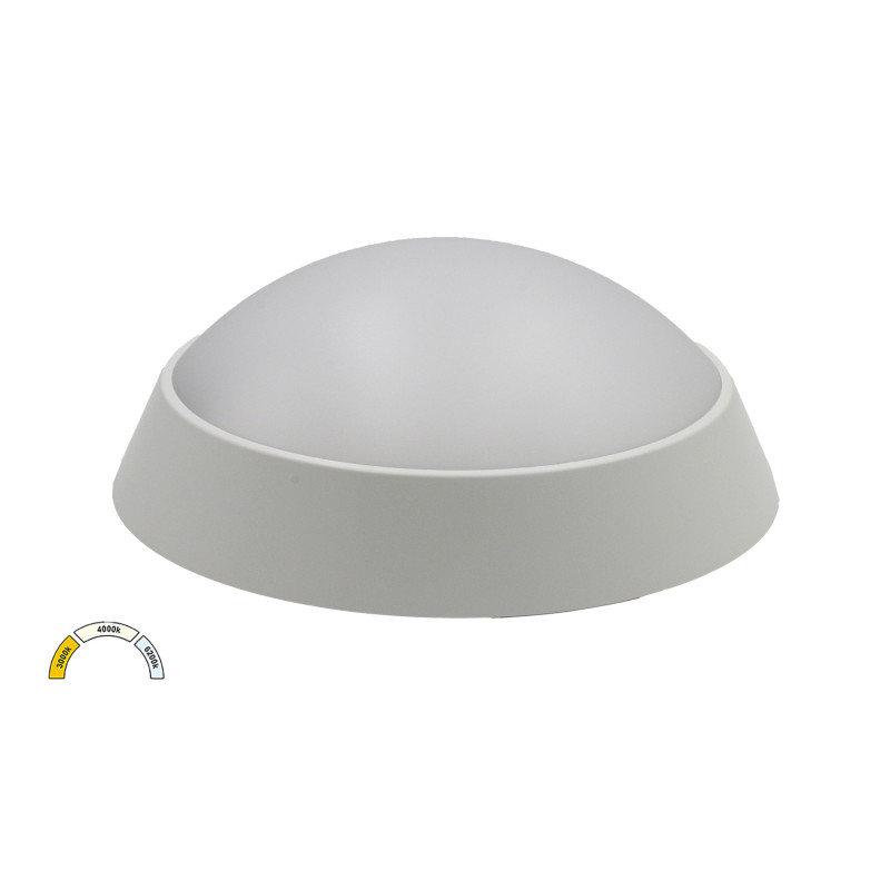 LED ΠΛΑΦΟΝΙΕΡΑ PC ΣΤΡΟΓΓΥΛΗ Φ220mm 20W CCT IP65 ΛΕΥΚΗ