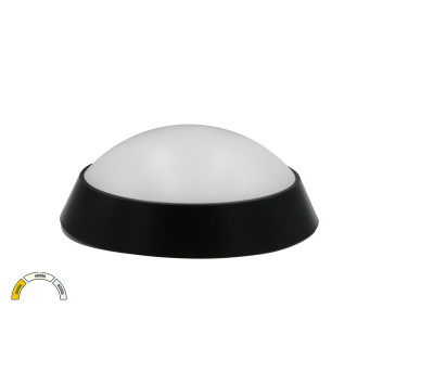 LED ΠΛΑΦΟΝΙΕΡΑ PC ΣΤΡΟΓΓΥΛΗ Φ220mm 20W CCT IP65 ΜΑΥΡΗ