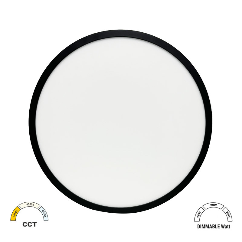 LED ΠΛΑΦΟΝΙΕΡΑ PC ΜΕ ΦΩΤ.BACKLIT Φ283mm CCT 16-20-24W IP40 ΜΑΥΡΗ