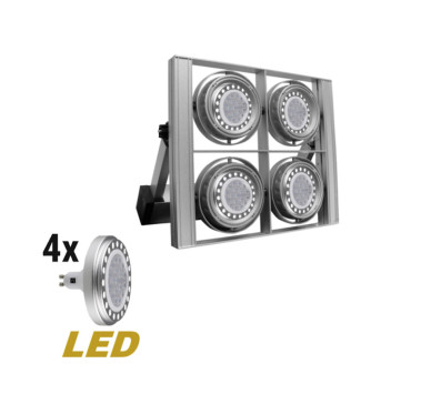 ΦΩΤΙΣΤΙΚΟ ΟΡΟΦΗΣ ΤΕΤΡΑΓΩΝΟ GU10 LED 4x12W ΠΛΗΡΗ ΓΚΡΙ