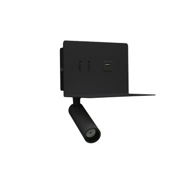 LED ΑΠΛΙΚΑ & ΣΠΟΤ ΤΟΙΧΟΥ ΟΡΘΟΓΩΝΙΑ 6W ΜΑΥΡΗ ΜΕ ΘΥΡΑ USB