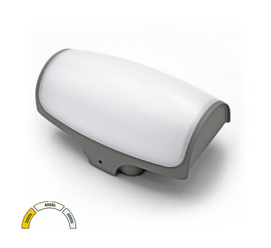LED ΑΠΛΙΚΑ ΑΛΟΥΜΙΝΙΟΥ ΟΡΘΟΓΩΝΙΑ ΟΒΑΛ 12W CCT ΙΡ54 ΓΚΡΙ