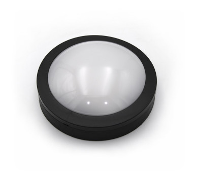 LED ΠΛΑΦΟΝΙΕΡΑ PC ΣΤΡΟΓΓΥΛΗ Φ170mm 12W 3000Κ IP65 ΜΑΥΡΗ