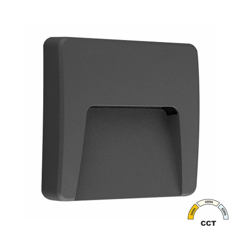 LED ΦΩΤΙΣΤΙΚΟ PC ΕΠΙΤΟΙΧΟ ΕΜΜΕΣOY ΤΕΤΡΑΓΩΝΟ 3W CCT IP65 ΓΡΑΦΙΤΗΣ