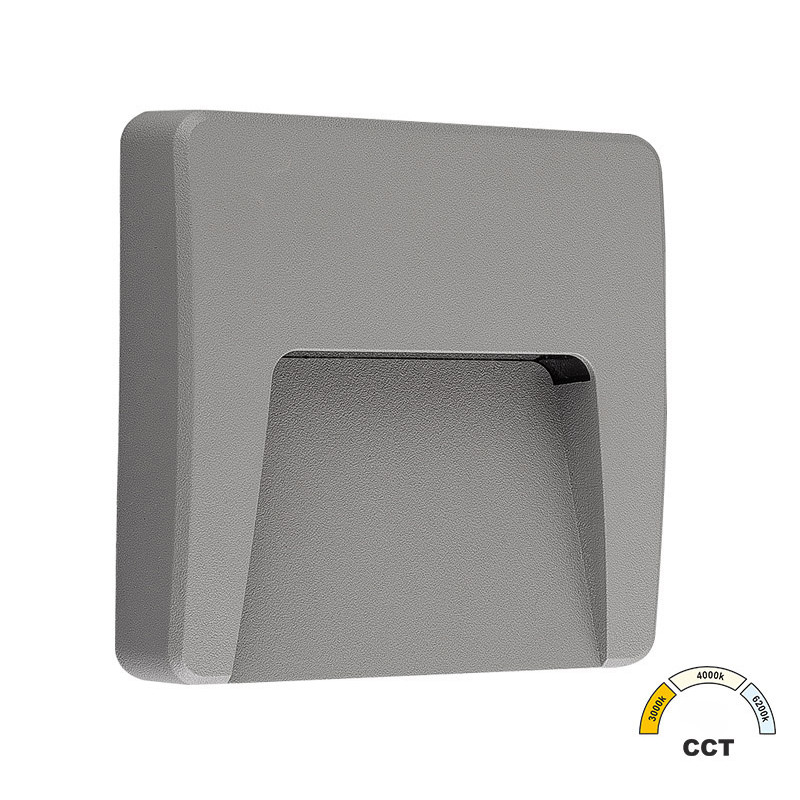 LED ΦΩΤΙΣΤΙΚΟ PC ΕΠΙΤΟΙΧΟ ΕΜΜΕΣOY ΤΕΤΡΑΓΩΝΟ 3W CCT IP65 ΓΚΡΙ