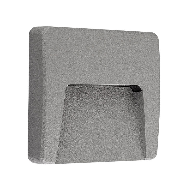 LED ΦΩΤΙΣΤΙΚΟ PC ΕΠΙΤΟΙΧΟ ΕΜΜΕΣOY ΤΕΤΡΑΓΩΝΟ 3W 3000Κ IP65 ΓΚΡΙ