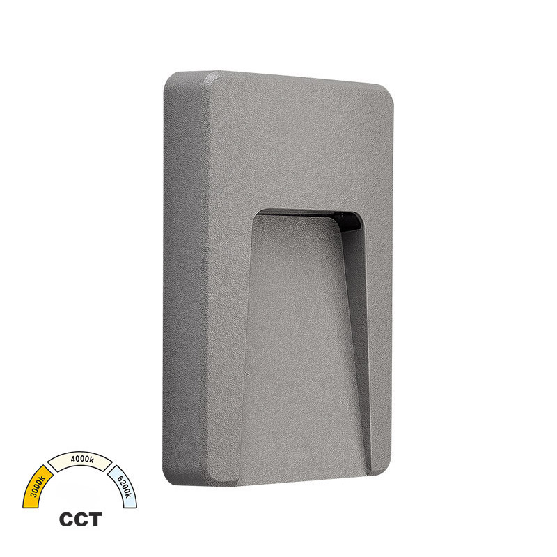 LED ΦΩΤΙΣΤΙΚΟ PC ΕΠΙΤΟΙΧΟ ΕΜΜΕΣΟΥ ΟΡΘΟΓΩΝΙΟ 3W CCT IP65 ΓΚΡΙ
