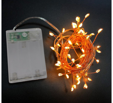 50 MICRO LED ΜΠΑΤΑΡΙΑΣ ΣΤΑΘE. XΑΛΚΟΥ ΣΥΡΜΑ ΧΡΥΣΑ 2200Κ IP20