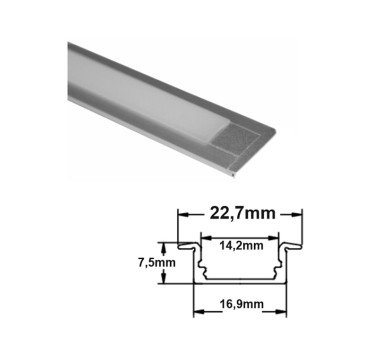ΠΡΟΦΙΛ ΑΛΟΥΜΙΝ.ΧΩΝΕΥΤΟ 2μ ΦΑΡΔΥ ΓΙΑ TAINIEΣ έως 12mm w:22.7 h:7.5