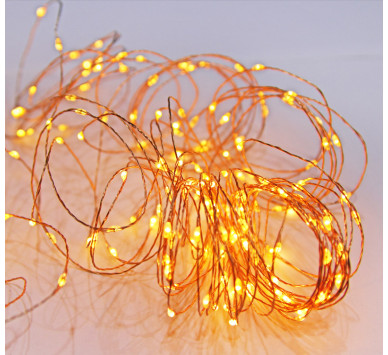 100 MICRO LED ΜΕ ΠΡΟΓΡ.+ΣΤΑΘ.ΧΑΛΚΟΥ ΣΥΡΜΑ ΧΡΥΣΑ 2200K IP44