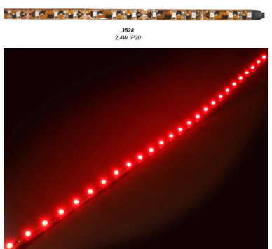 ΤΑΙΝΙΑ LED 50cm 12VDC 2.4W 30LED 120° ΚΟΚΚΙΝO IP20