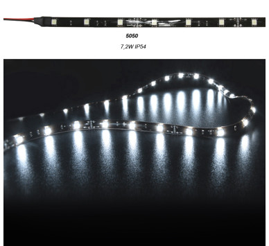 ΤΑΙΝΙΑ LED ΜΑΥΡΗ 5m 12VDC 7.2W/m 5050 30LED/m ΨΥΧΡΟ IP54